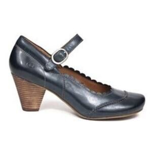 Josef Seibel Navy Blue Leather Mary Jane Retro Inspired Pumps S-192 Sz 10